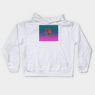 Demon Sloth Vaporwave Grid Kids Hoodie